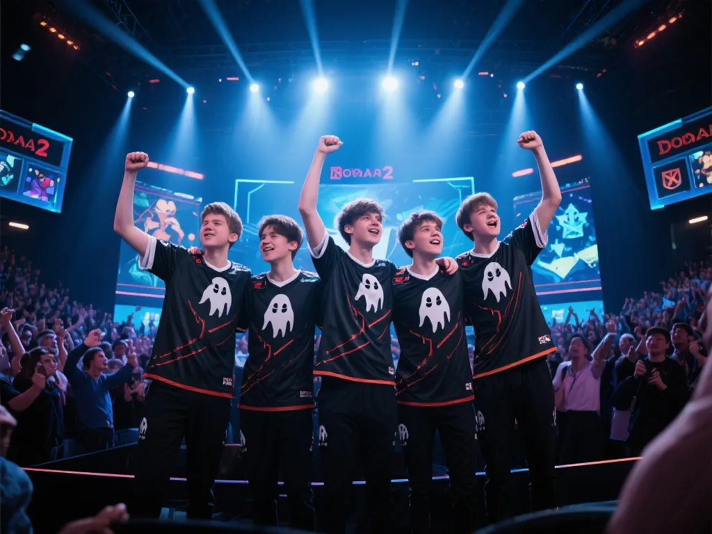 幻影战队在Dota2世界锦标赛上庆祝胜利